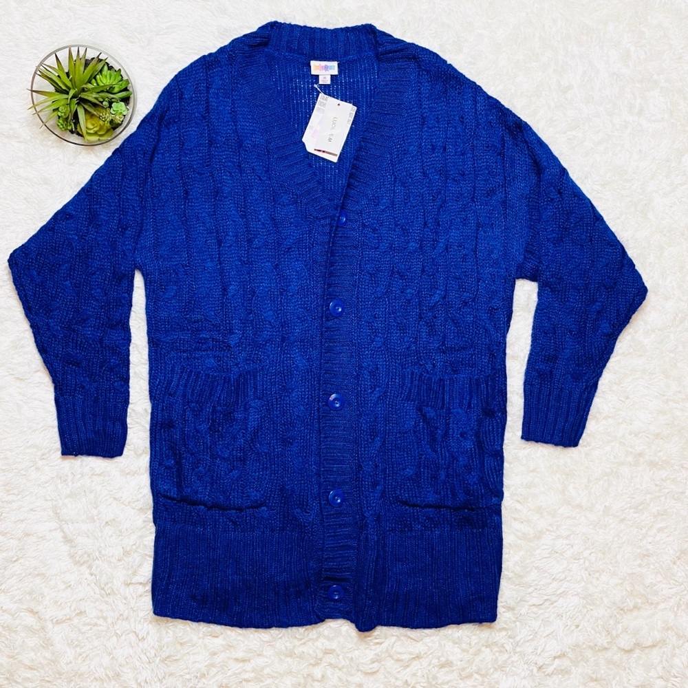 Lularoe Blue Cable Knit Lucille Cardigan